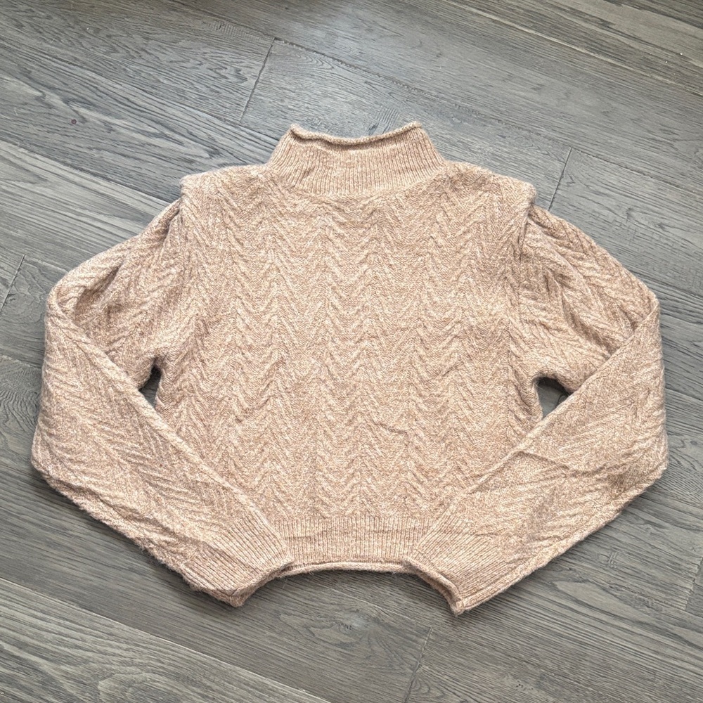 A.S.T.R The Label | Carlotta Mock Neck Cozy Knit Sweater in Camel Size Medium